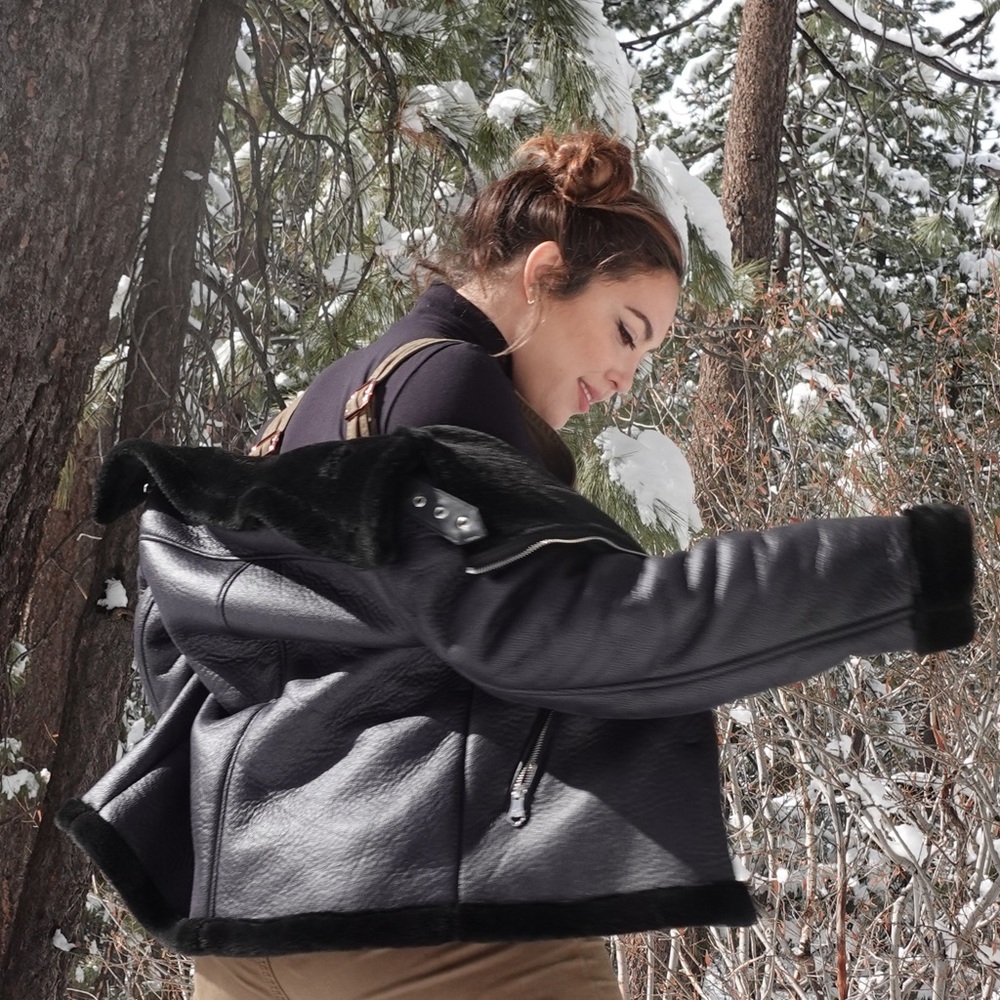 Vegan Leather & Shearling Jacket